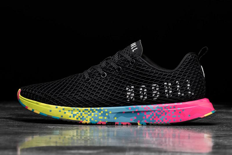 Men's Nobull Neon Glitch Mesh Running Shoes Black | SG G2115S